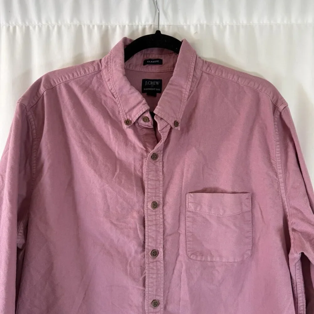 J. Crew Shirt Men's XL Red Button Up Long Sleeve Garment Dye Classic Fit